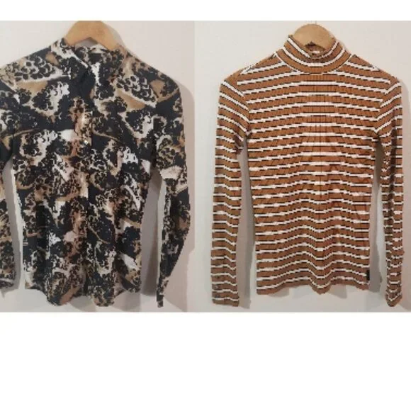 Scotch & Soda Women's Top Lot - Organic Cotton Button Down Up & Turtleneck - XS - Picture 1 of 14